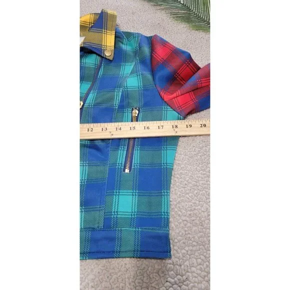 Carmin Women's Tartan Color Block Long Sleeve Patched Plaid Flannel Large - Picture 12 of 15